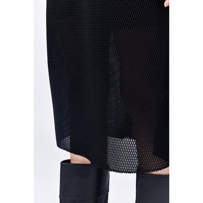 Genes Lecoanet Hemant Black Polyester Solid/Plain Midi Skirt