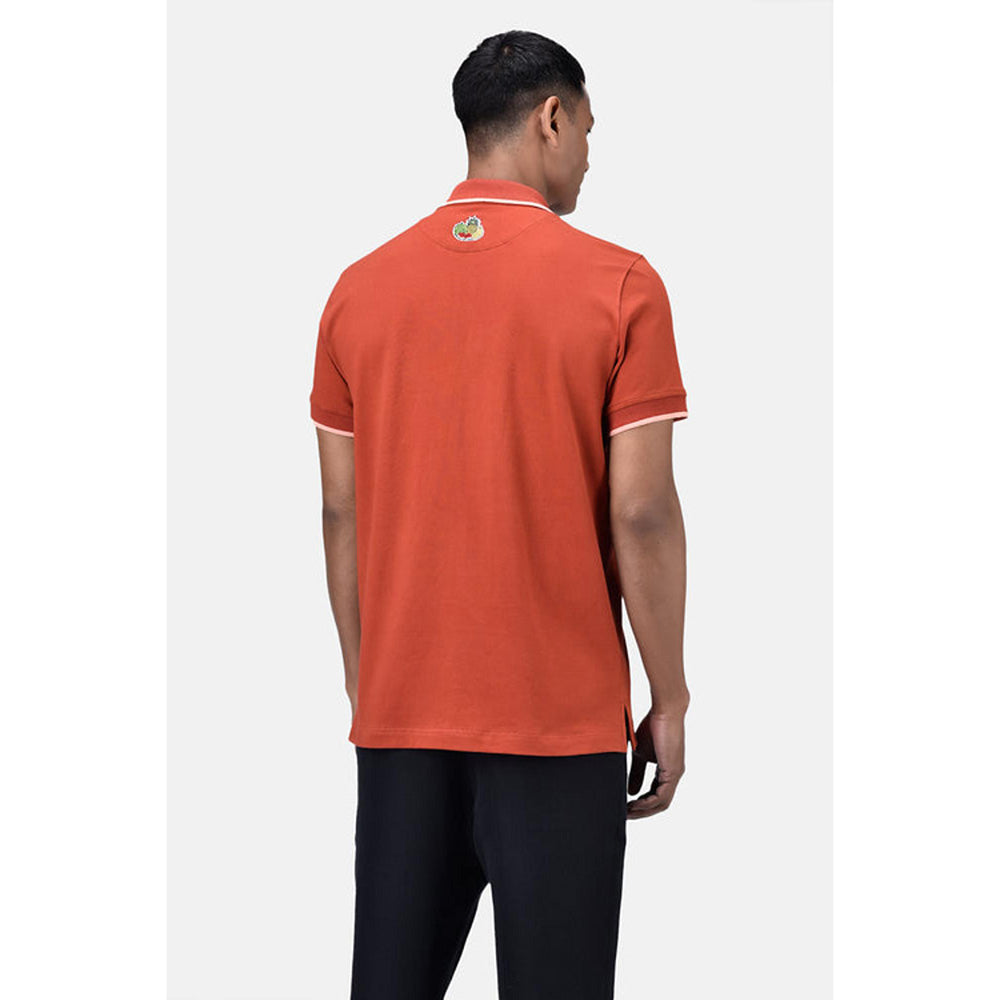 Genes Lecoanet Hemant Regular Fit Men's Polo T-Shirt With Genes Fruit Basket Embroidery Coral Orange
