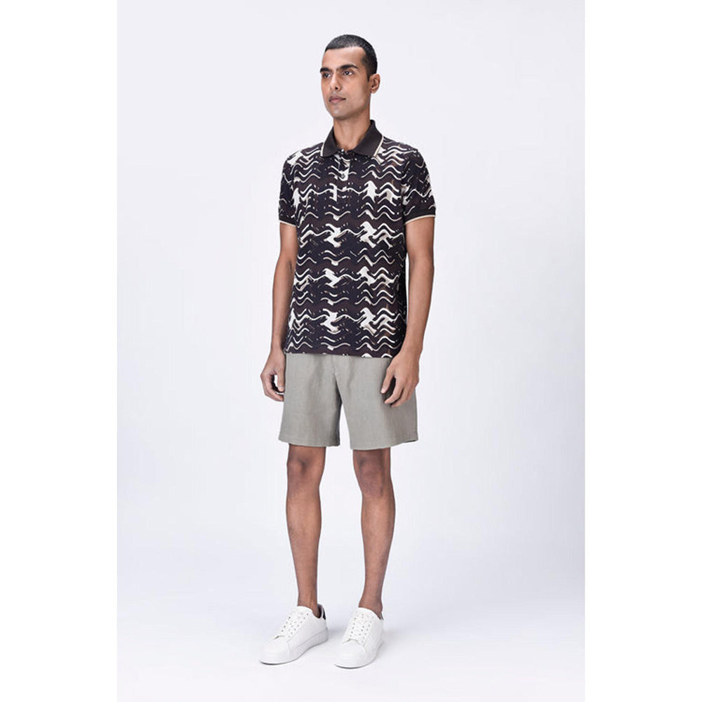 Genes Lecoanet Hemant Regular Fit Polo T-Shirt With Solar Wave Check Print