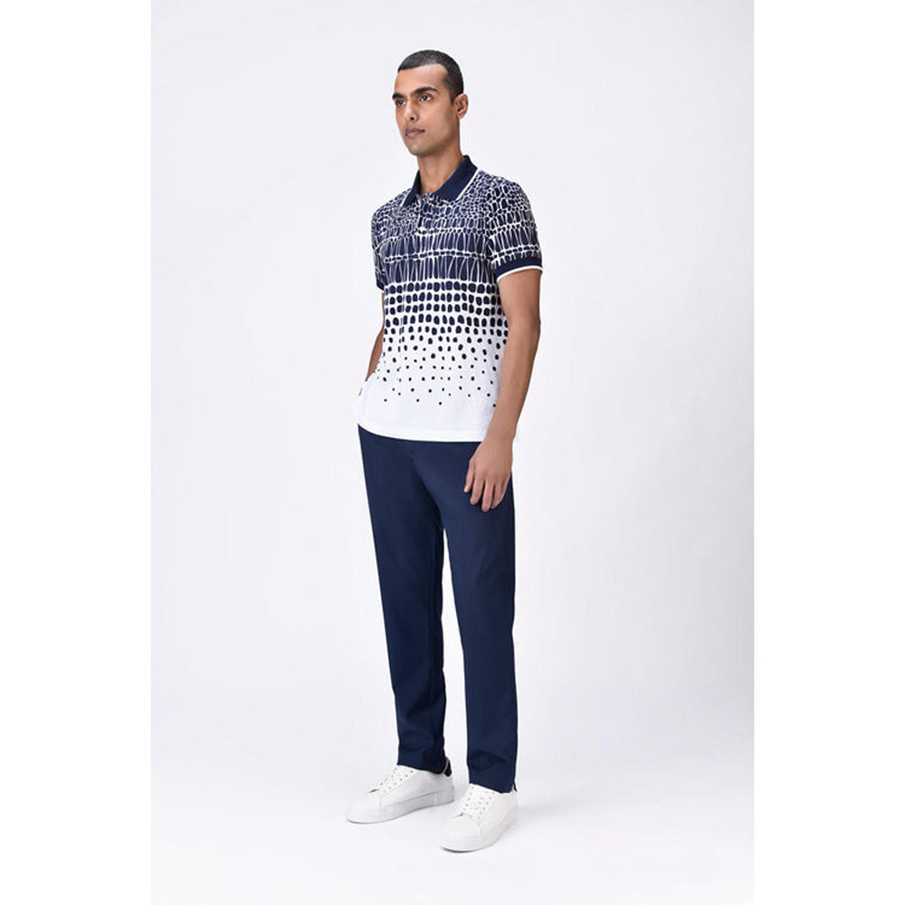 Genes Lecoanet Hemant Regular Fit Polo T-Shirt With Cell Degrade Print - Clay-Green