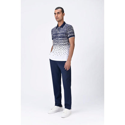 Genes Lecoanet Hemant Regular Fit Polo T-Shirt With Cell Degrade Print - Clay-Green