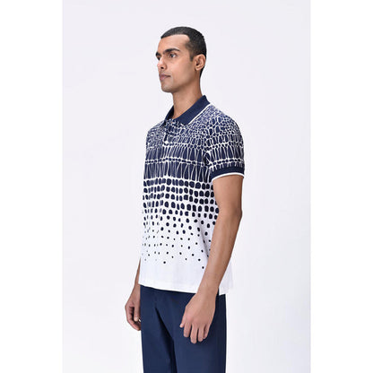 Genes Lecoanet Hemant Regular Fit Polo T-Shirt With Cell Degrade Print - Clay-Green