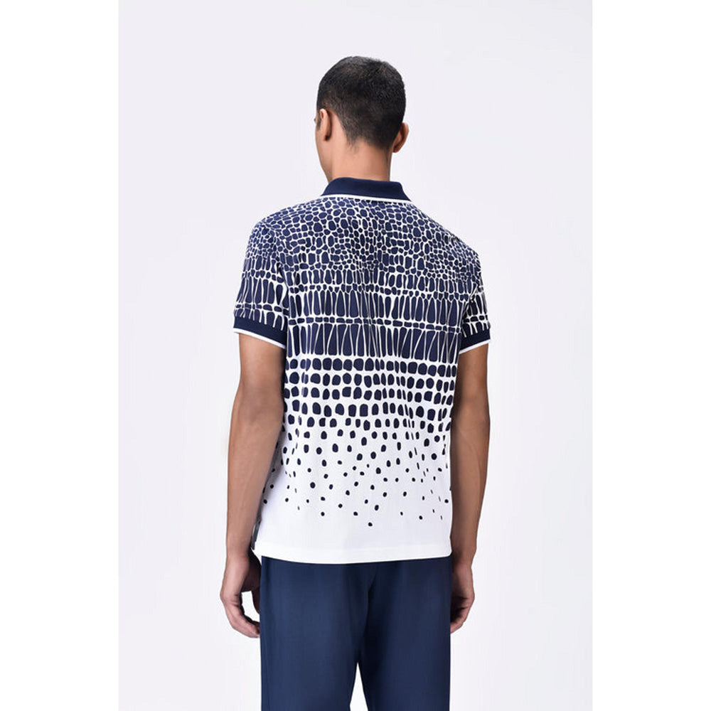 Genes Lecoanet Hemant Regular Fit Polo T-Shirt With Cell Degrade Print - Clay-Green
