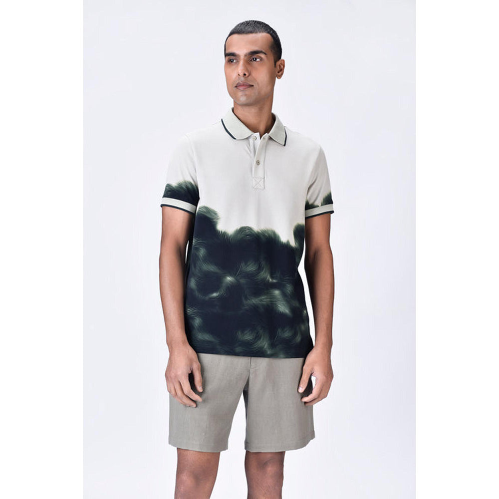 Genes Lecoanet Hemant Taupe-Green Uv Abstract Polo T-Shirt