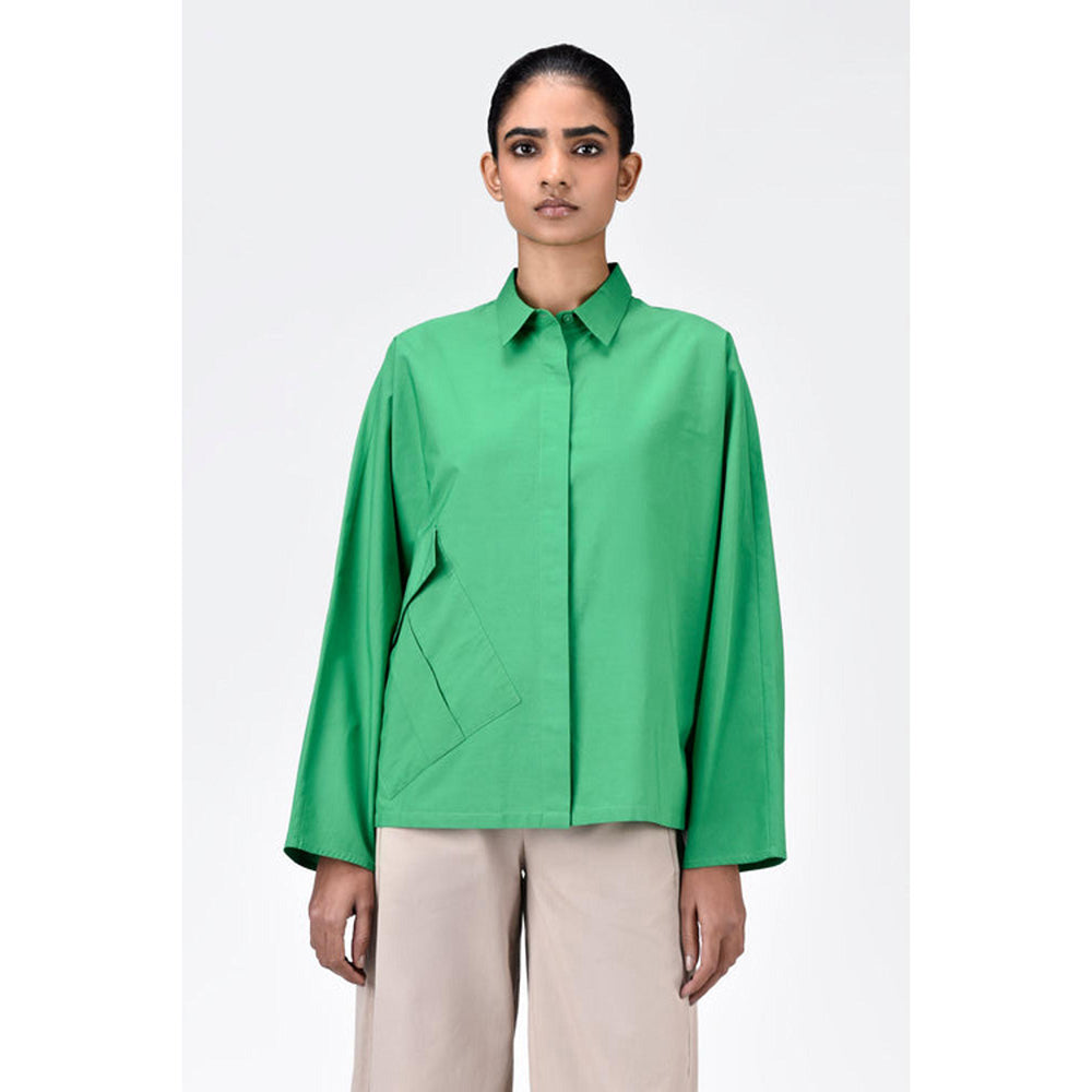 Genes Lecoanet Hemant Cotton Poplin Oversized Shirt With Batwing Sleeves Spring Green