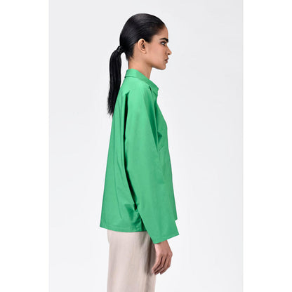 Genes Lecoanet Hemant Cotton Poplin Oversized Shirt With Batwing Sleeves Spring Green