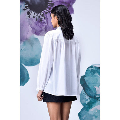 Genes Lecoanet Hemant Malmal Lace Up Relax Fit Top- White