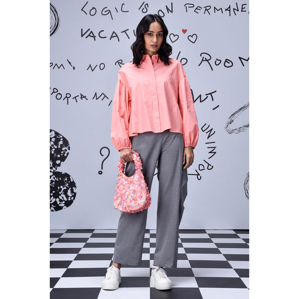 Genes Lecoanet Hemant Gather Heart Relax Fit Shirt- Coral Peach