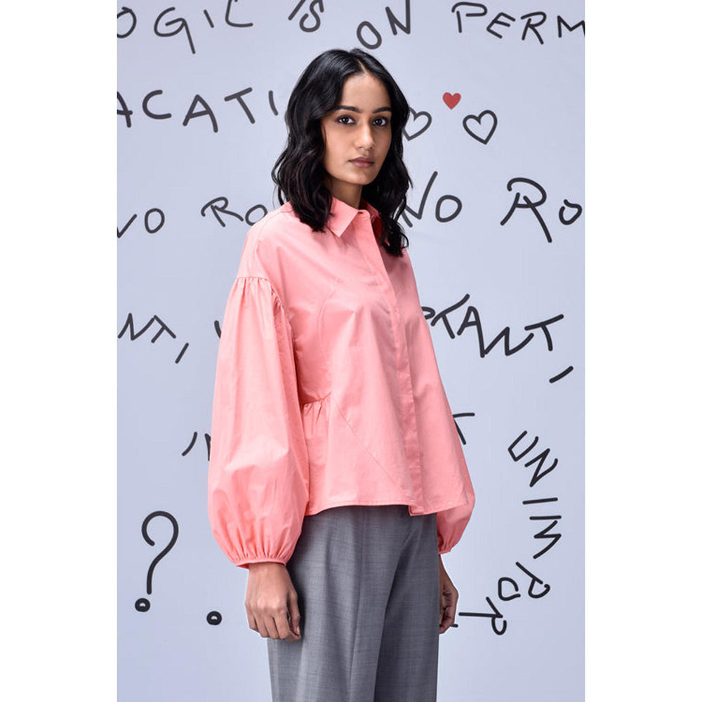 Genes Lecoanet Hemant Gather Heart Relax Fit Shirt- Coral Peach