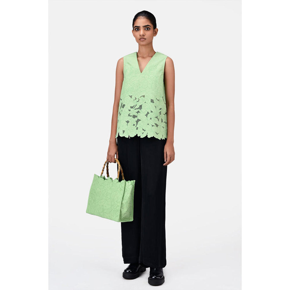 Genes Lecoanet Hemant A-Line Sleeveless V-Neck Top-Mint Green