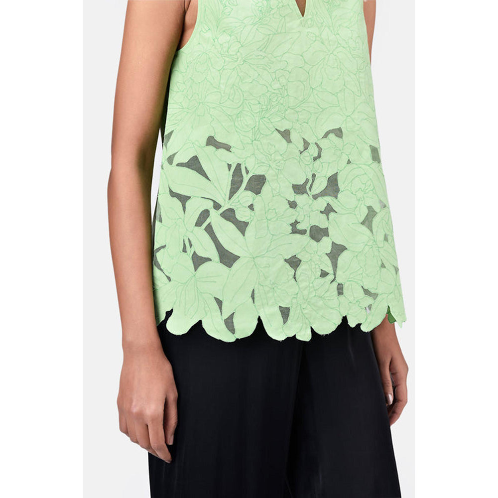 Genes Lecoanet Hemant A-Line Sleeveless V-Neck Top-Mint Green