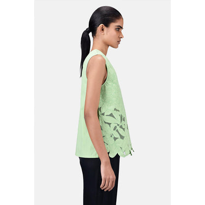 Genes Lecoanet Hemant A-Line Sleeveless V-Neck Top-Mint Green