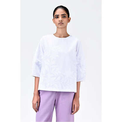 Genes Lecoanet Hemant Straight Fit Top With Tropical Applique