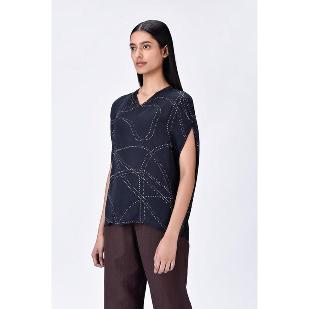 Genes Lecoanet Hemant Women'S Black Viscose Satin Top