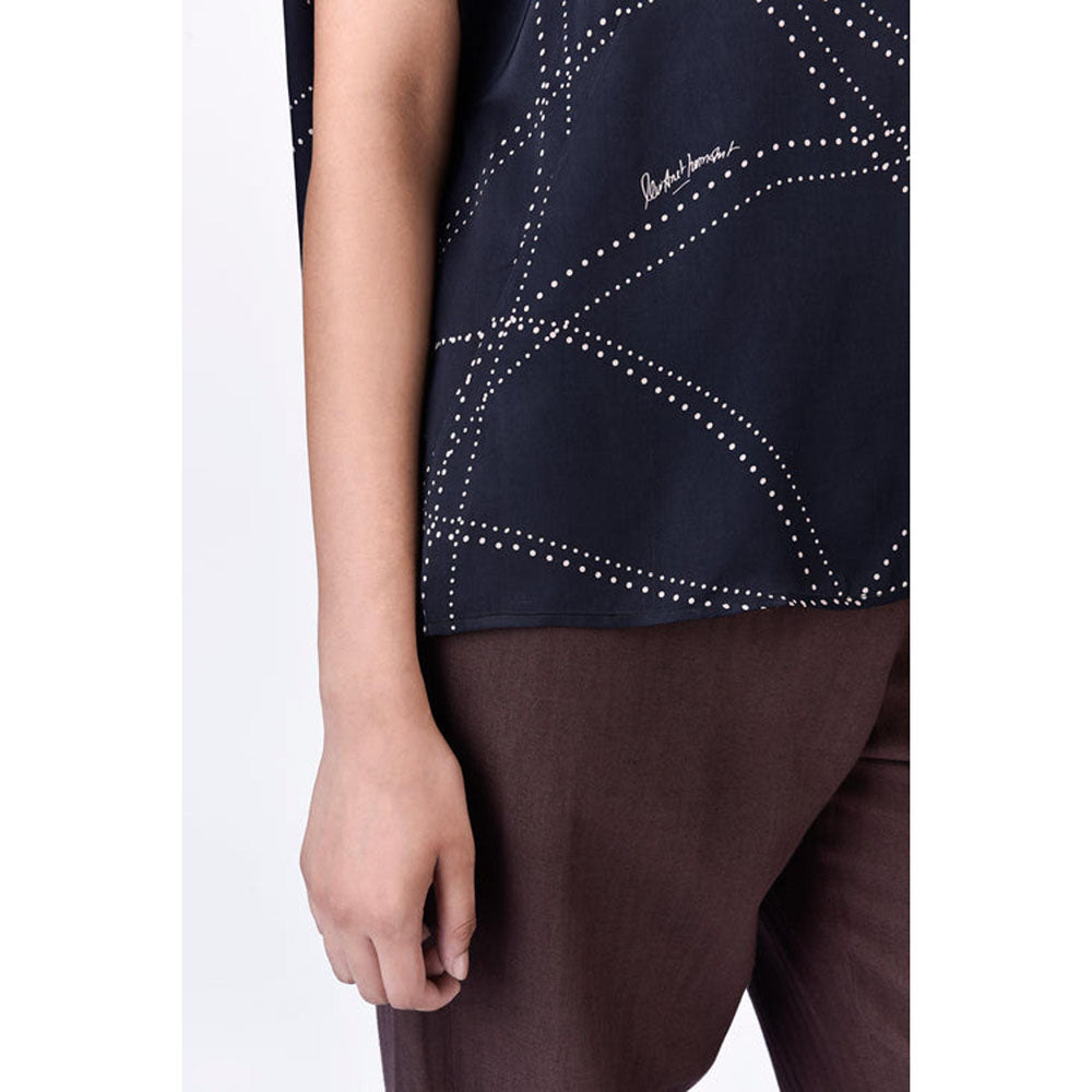 Genes Lecoanet Hemant Women'S Black Viscose Satin Top