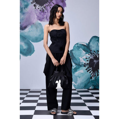 Genes Lecoanet Hemant Cotton Lace Up Corset- Black
