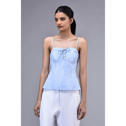 Genes Lecoanet Hemant Cotton Lace Up Corset- Light Blue