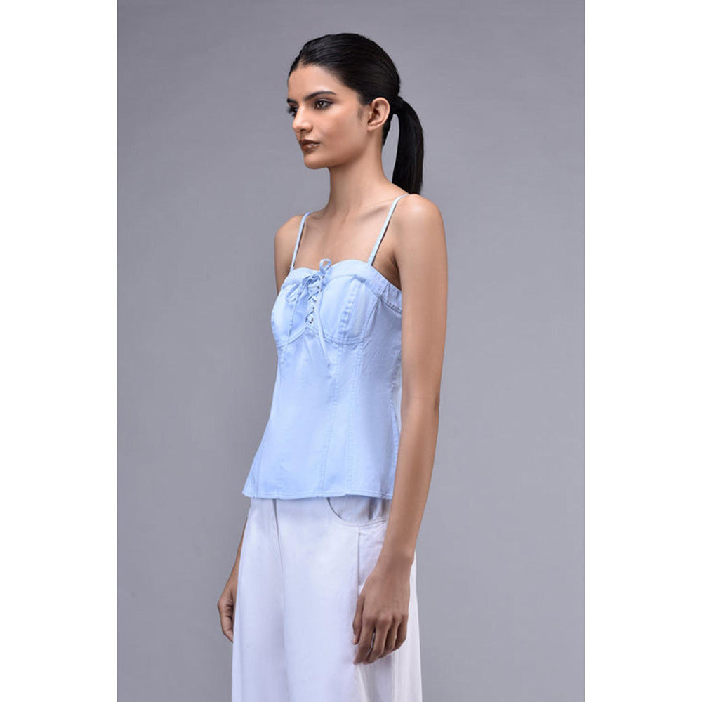 Genes Lecoanet Hemant Cotton Lace Up Corset- Light Blue