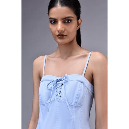 Genes Lecoanet Hemant Cotton Lace Up Corset- Light Blue