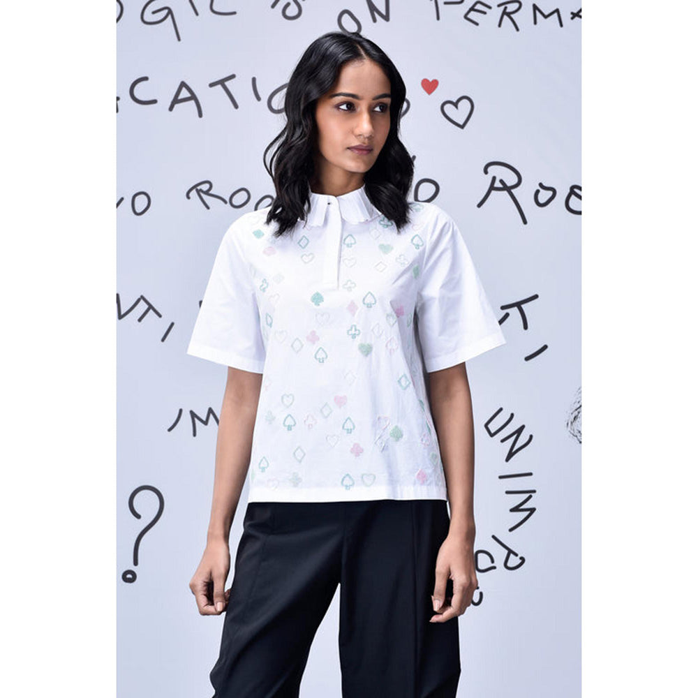 Genes Lecoanet Hemant Card Beard Embroidery Regular Fit Top- White