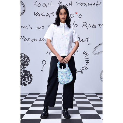Genes Lecoanet Hemant Card Beard Embroidery Regular Fit Top- White