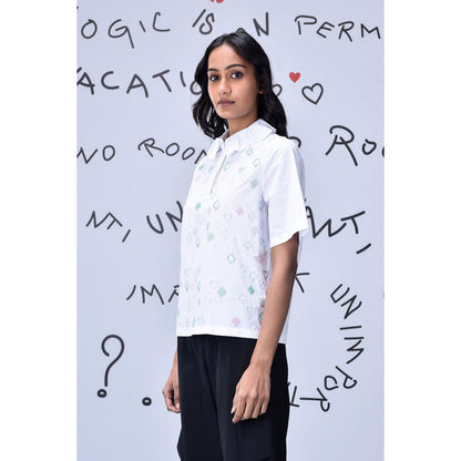 Genes Lecoanet Hemant Card Beard Embroidery Regular Fit Top- White