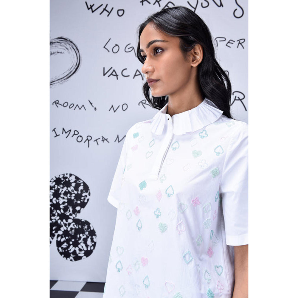 Genes Lecoanet Hemant Card Beard Embroidery Regular Fit Top- White