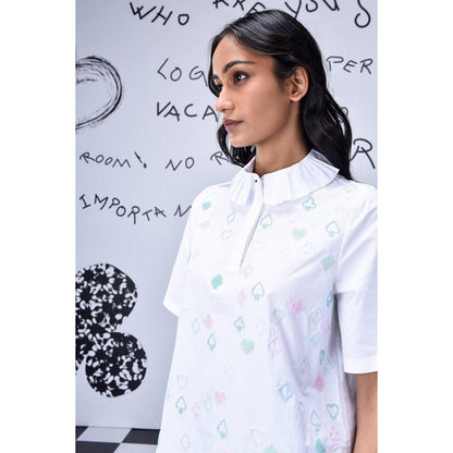 Genes Lecoanet Hemant Card Beard Embroidery Regular Fit Top- White