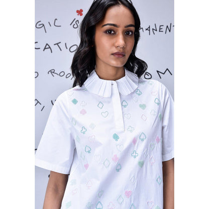 Genes Lecoanet Hemant Card Beard Embroidery Regular Fit Top- White