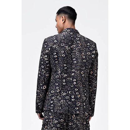 Genes Lecoanet Hemant Khaki Linen Animal Print Jacket