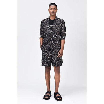 Genes Lecoanet Hemant Khaki Linen Animal Print Jacket