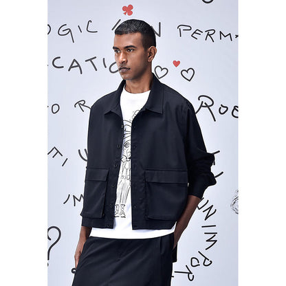 Genes Lecoanet Hemant Black Wool Blend Solid/Plain Jacket