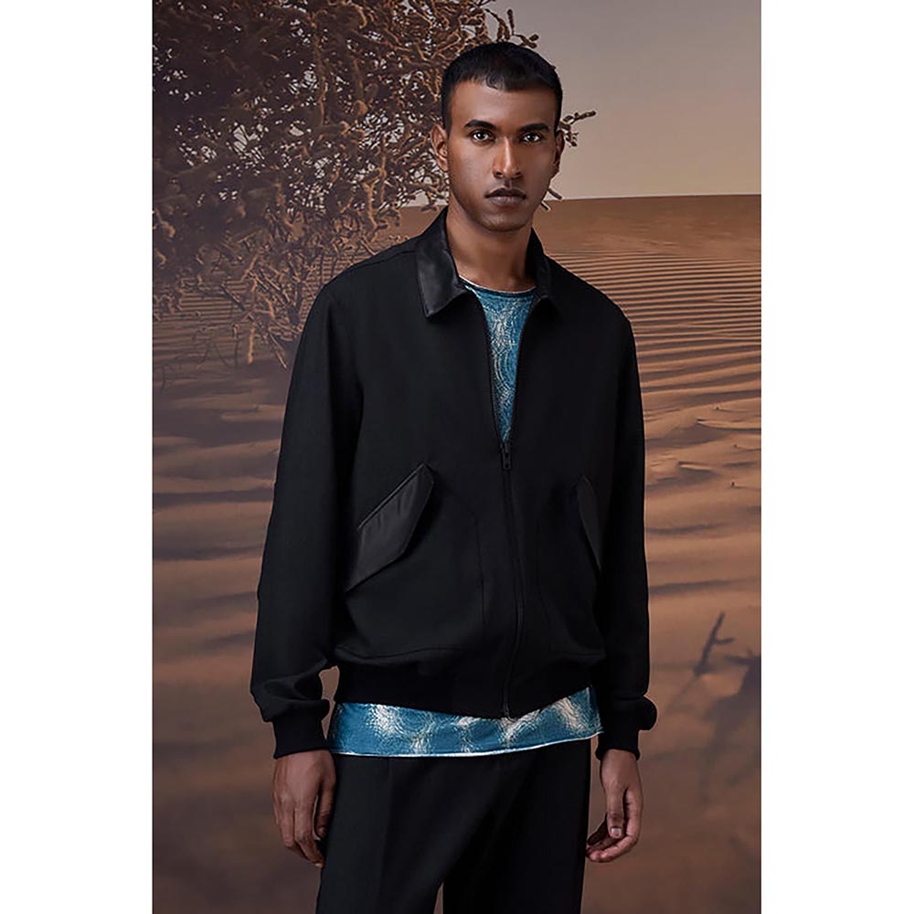 Genes Lecoanet Hemant Charcoal Poly Viscose Check Bomber