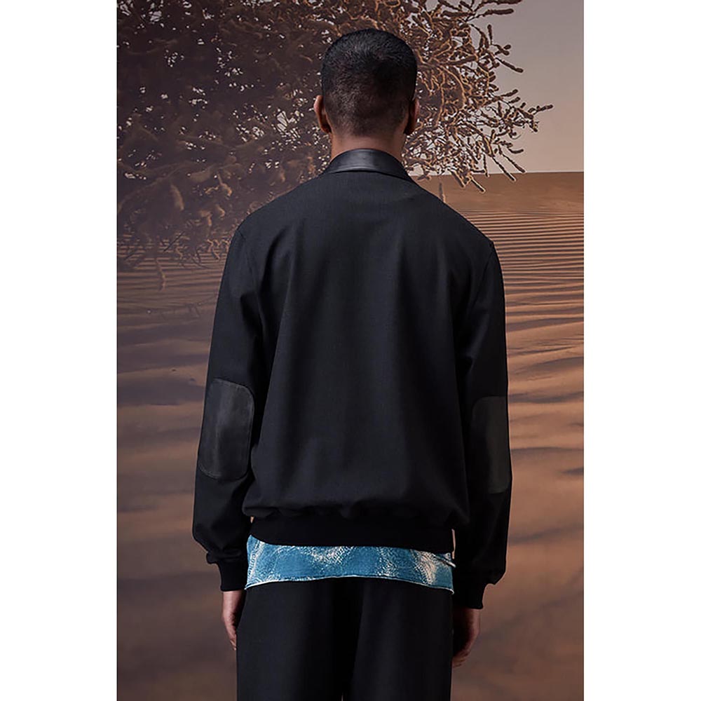 Genes Lecoanet Hemant Charcoal Poly Viscose Check Bomber