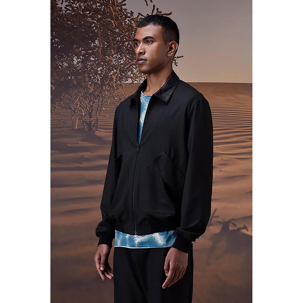 Genes Lecoanet Hemant Charcoal Poly Viscose Check Bomber