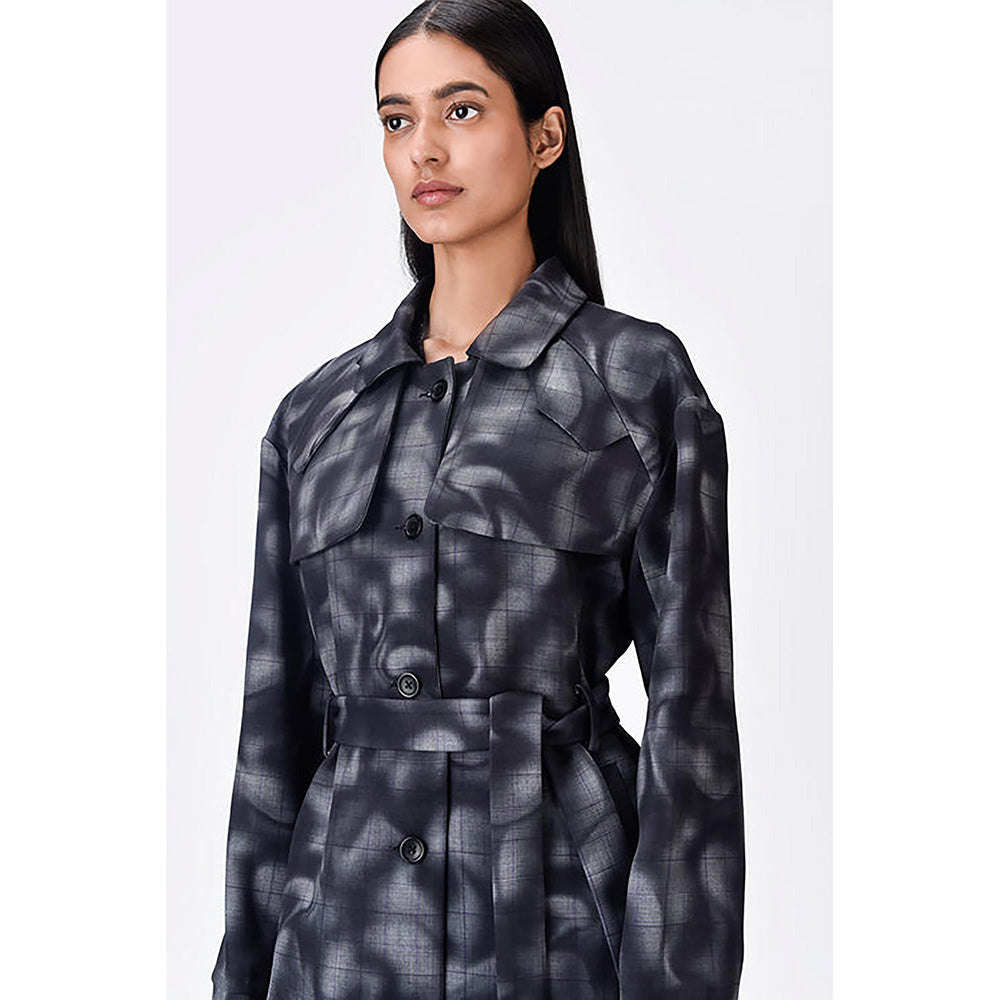 Genes Lecoanet Hemant Grey Crepe Abstract Jacket
