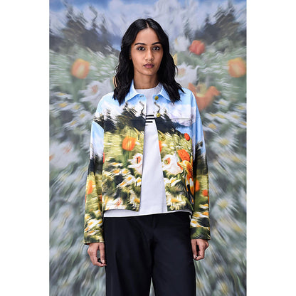 Genes Lecoanet Hemant Multi-Color Twill Floral Jacket