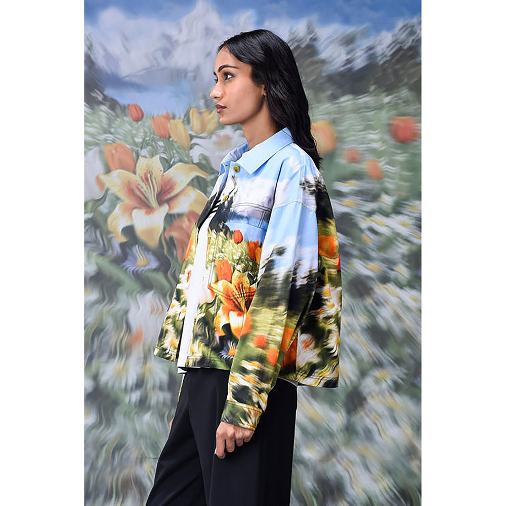 Genes Lecoanet Hemant Multi-Color Twill Floral Jacket