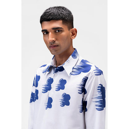 Genes Lecoanet Hemant Poplin Collar Neck Printed Regular Fit White Kurta