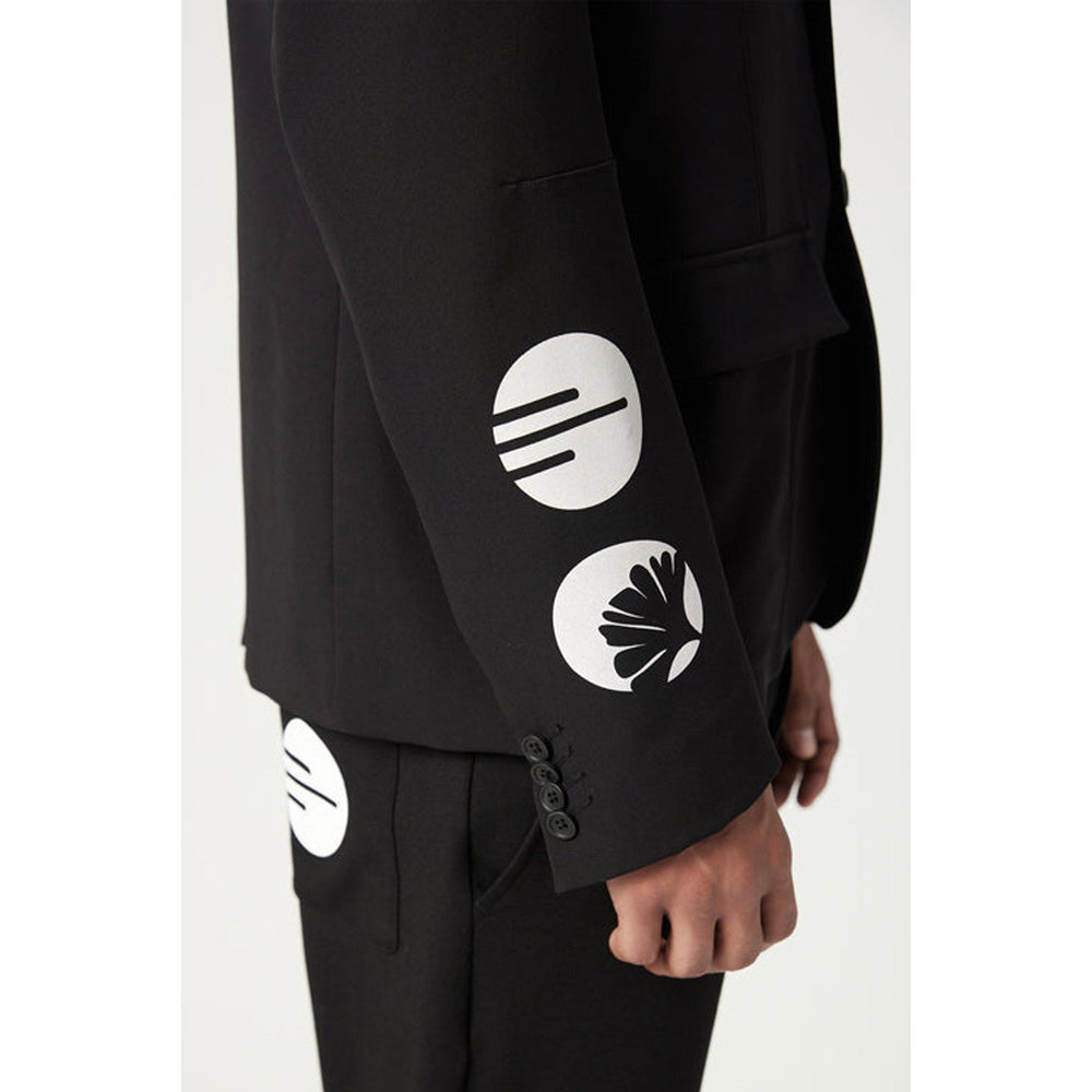 Genes Lecoanet Hemant Black Regular Fit Two-Button Constructed Blazer with Flap Pockets