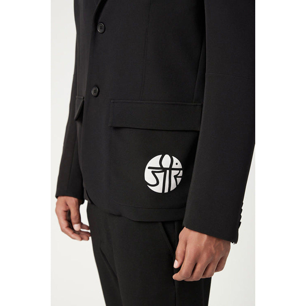 Genes Lecoanet Hemant Black Regular Fit Two-Button Constructed Blazer with Flap Pockets