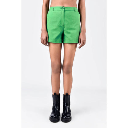 Genes Lecoanet Hemant Women'S Regular Fit Cotton Light Twill Shorts Spring Green
