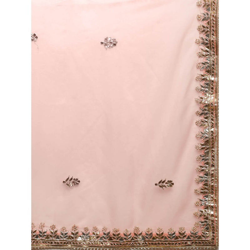 Geroo Luxe Peach Gotta Patti Organza Saree with Unstitched Blouse
