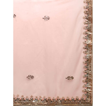 Geroo Luxe Peach Gotta Patti Organza Saree with Unstitched Blouse