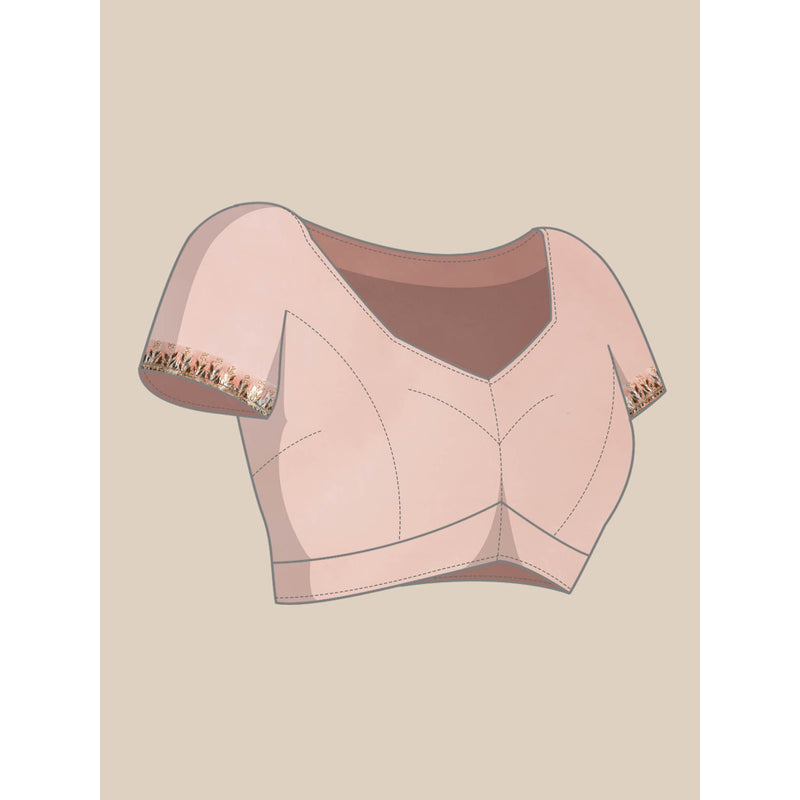 Geroo Luxe Peach Gotta Patti Organza Saree with Unstitched Blouse