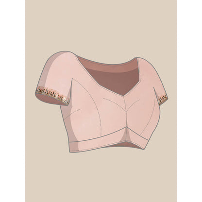 Geroo Luxe Peach Gotta Patti Organza Saree with Unstitched Blouse