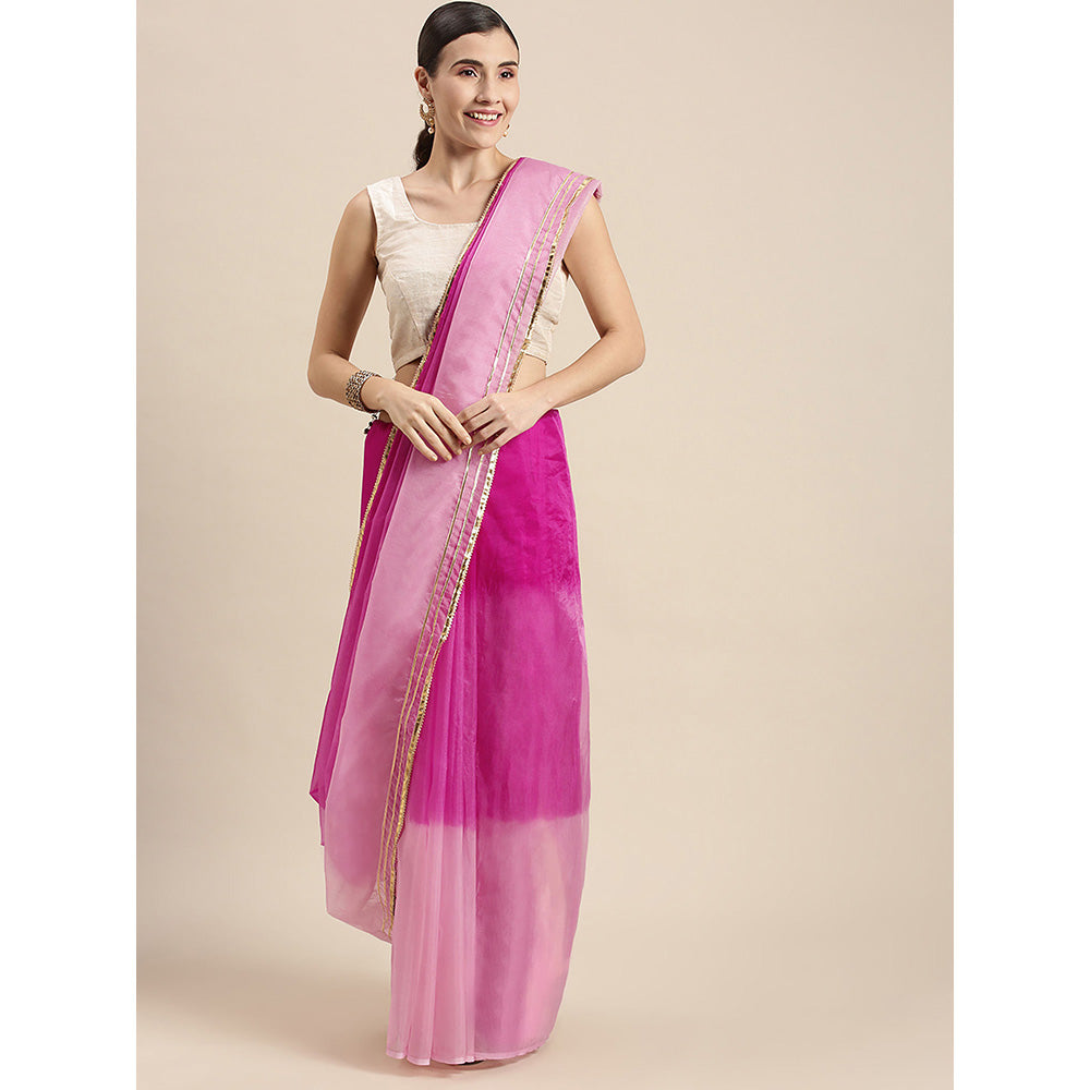 Geroo Jaipur Pink Shaded Organza Saree