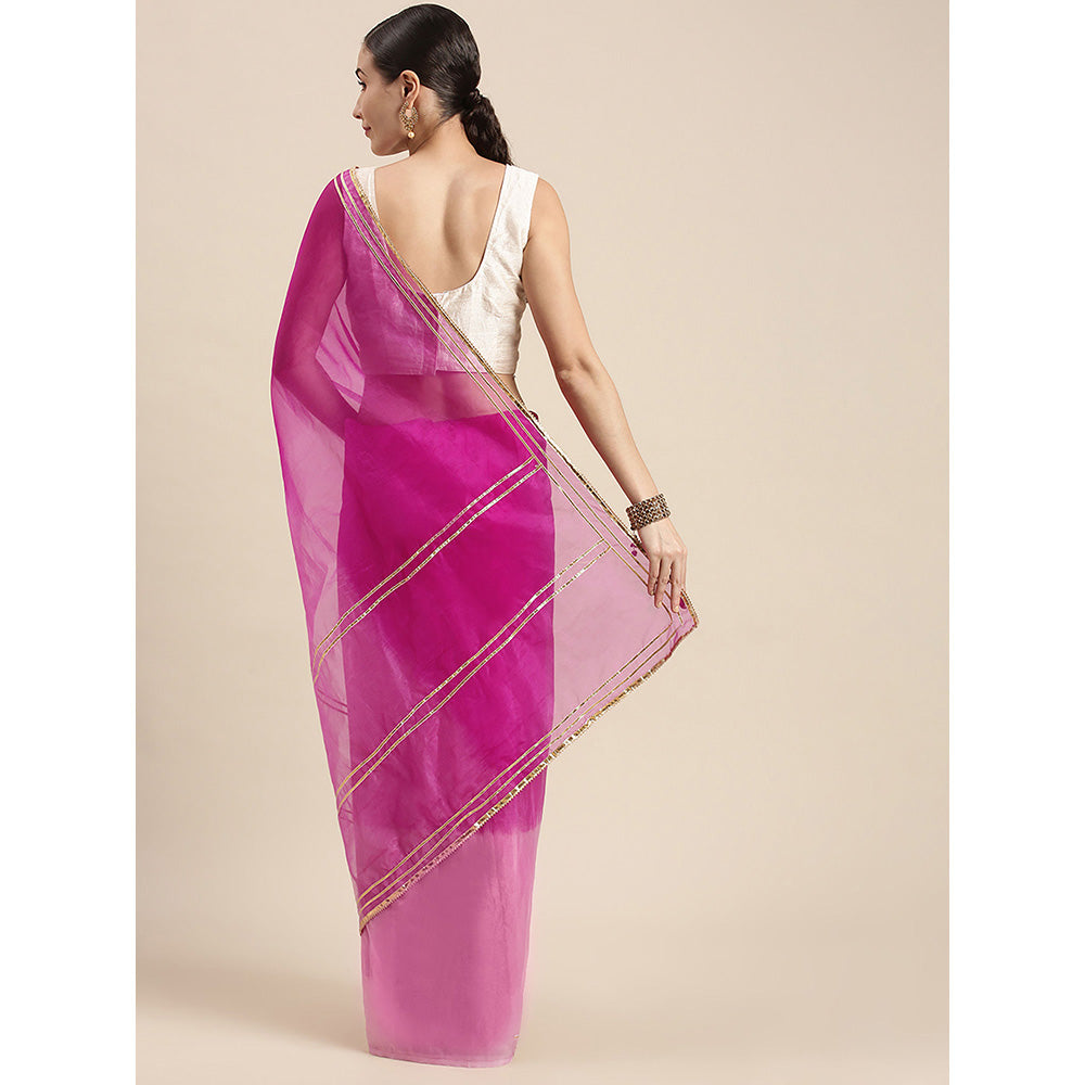 Geroo Jaipur Pink Shaded Organza Saree
