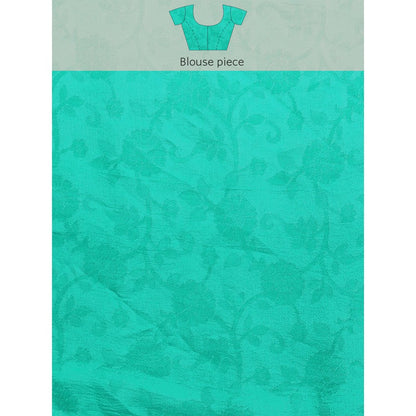Geroo Jaipur Forest Green Hand Embroidered Mukaish Chiffon Saree