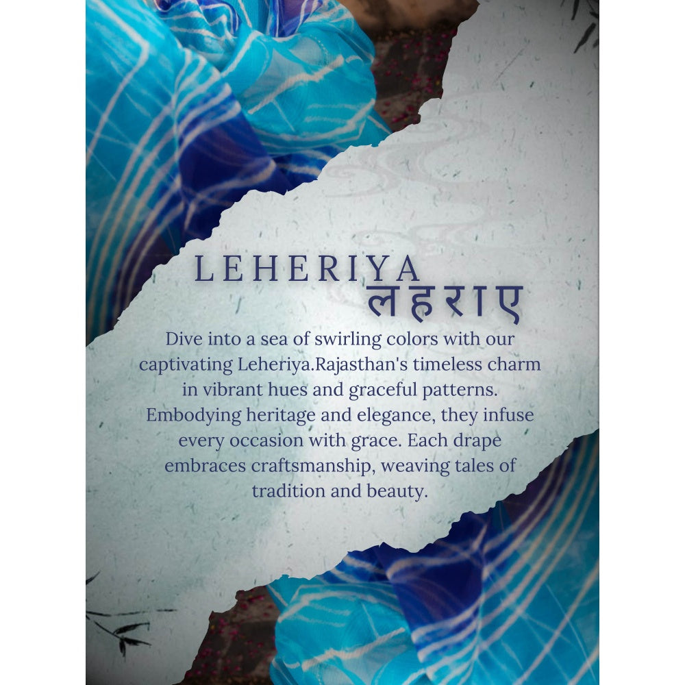 Geroo Jaipur Green Handcrafted Leheriya Organza Saree